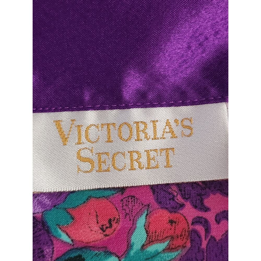 Victoria's Secret Nightgown Women's M/L Floral Satin Sleep Shirt Gold Label VTG - Picture 7 of 9
